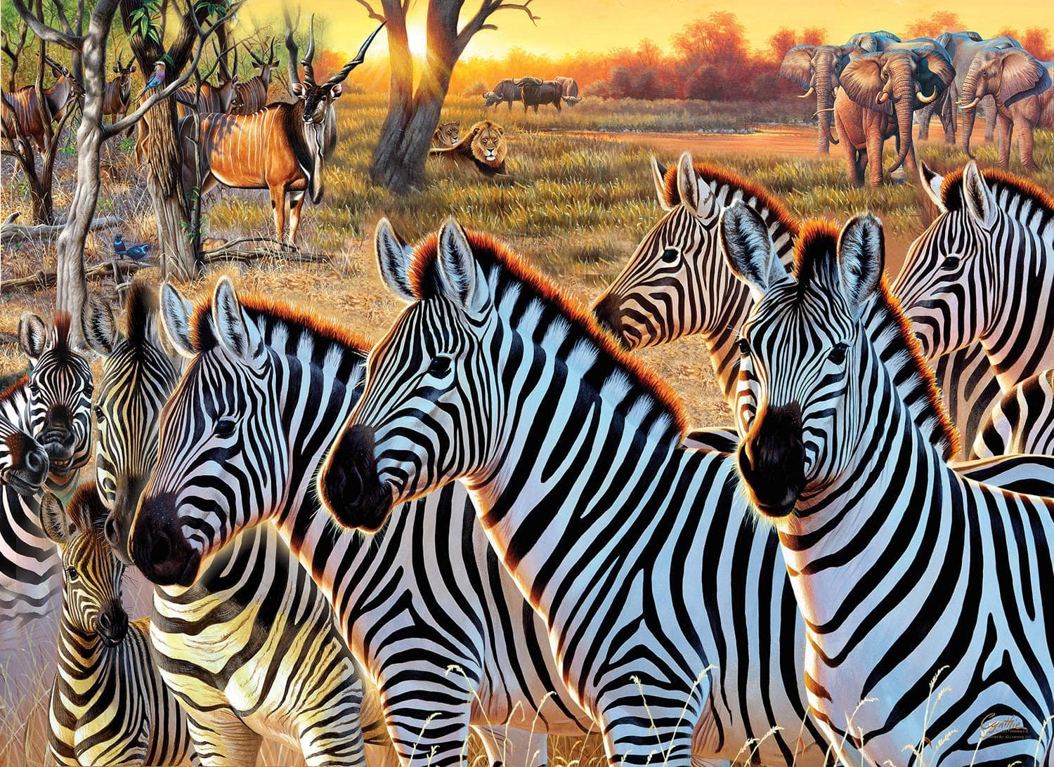 Zebras and Friends - 500pc Jigsaw Puzzle by SunsOut