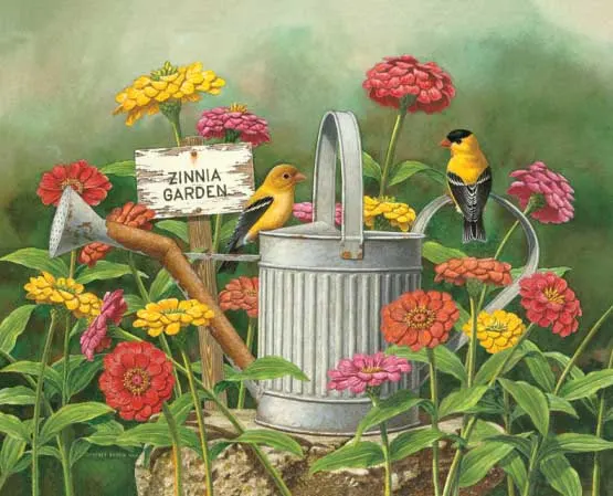 Zinnia Garden - 550pc Jigsaw Puzzle by Heritage Puzzles