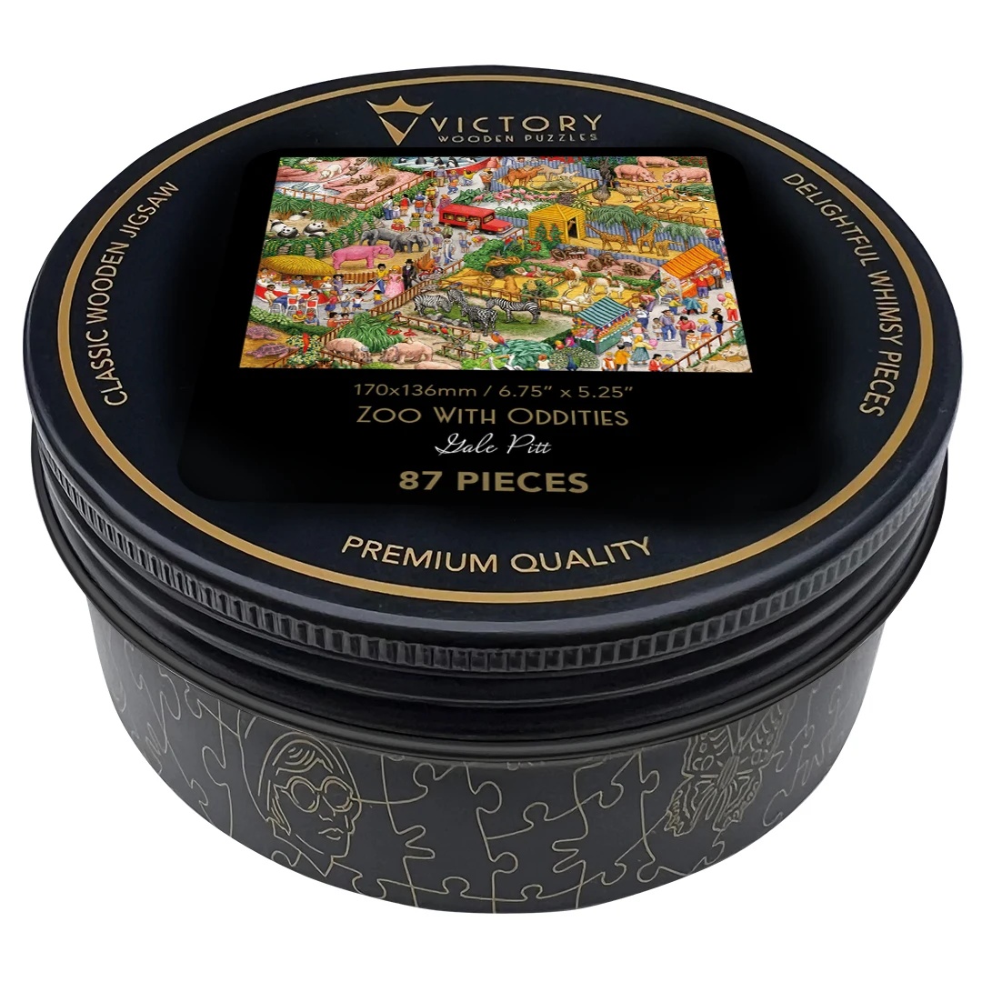 Zoo with Oddities MINI QT - 87pc Jigsaw Puzzle by Victory Wooden Puzzles, LTD